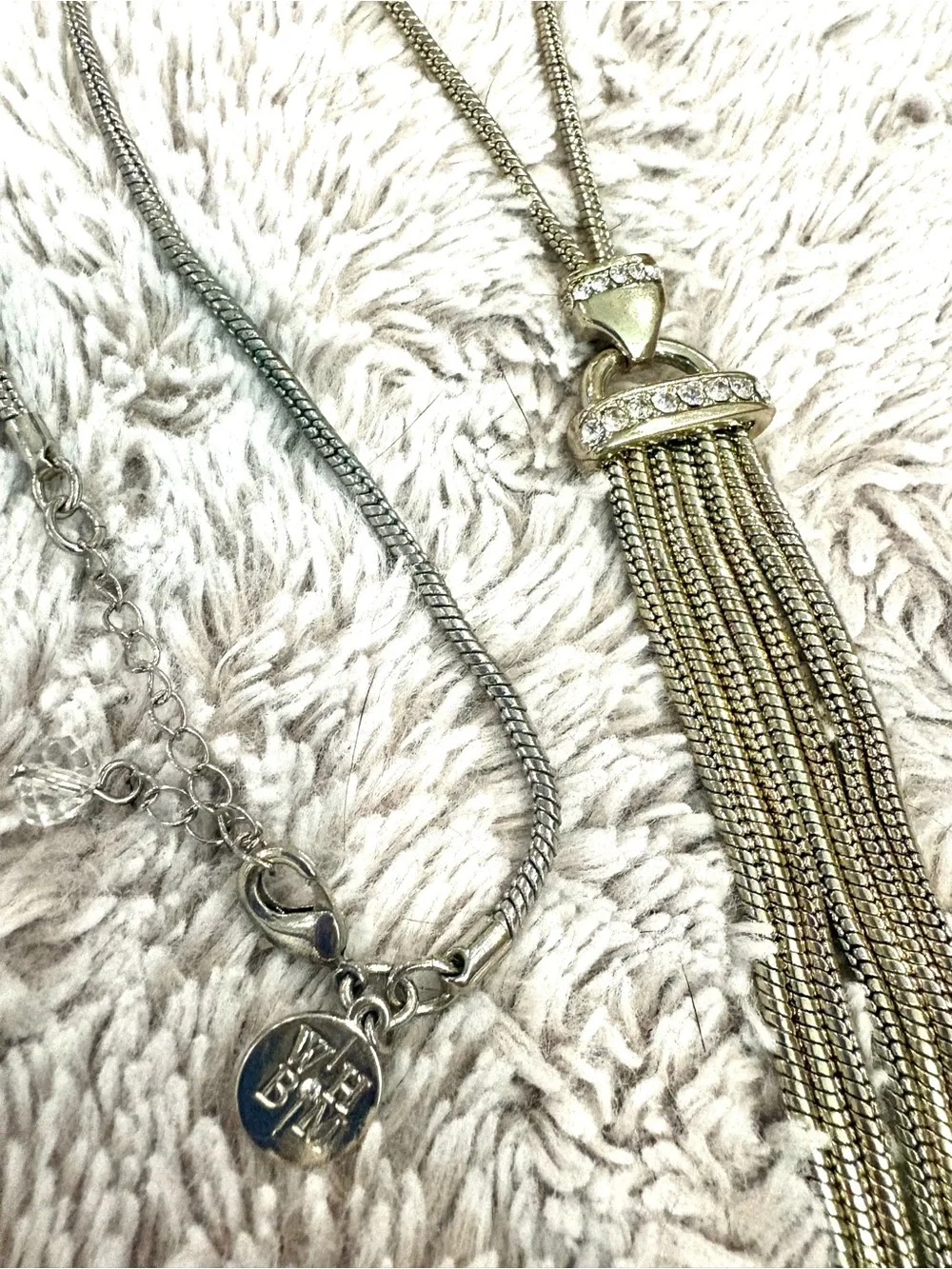 White House Black Market Silver-Tone Multi Chain Tassel Statement Necklace